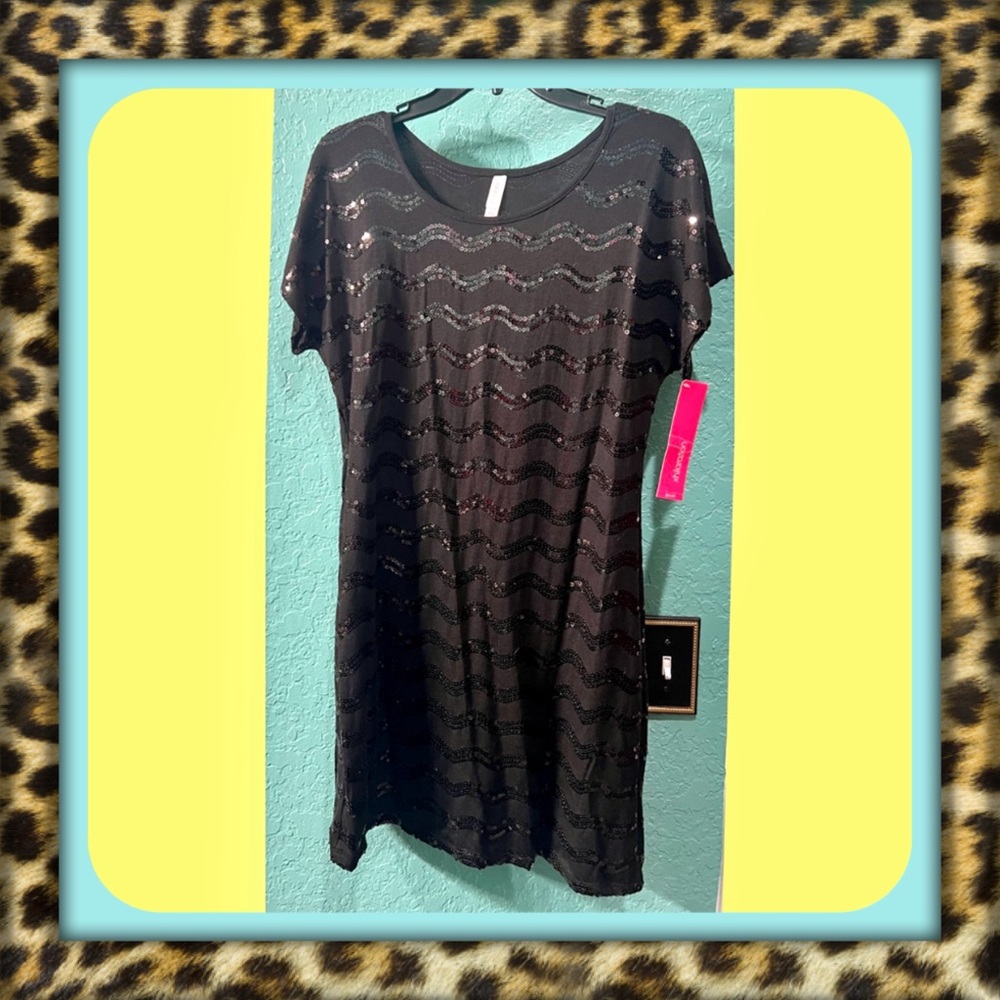 👑✅PRICE FIRM✅ Black Short Sleeve Sequin Mini Dress. Brand New!